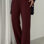 Çırtçırtlı Palazzo Krep Pantolon - Bordo