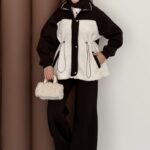 Peluş Garnili Şardonlu İkili Takım - Acı Kahverengi