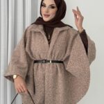 Premium Kılçıklı Kemerli Panço - Kahverengi