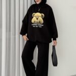 Puffy Şardonlu Sweat İkili Takım - Siyah