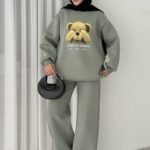 Puffy Şardonlu Sweat İkili Takım - Haki