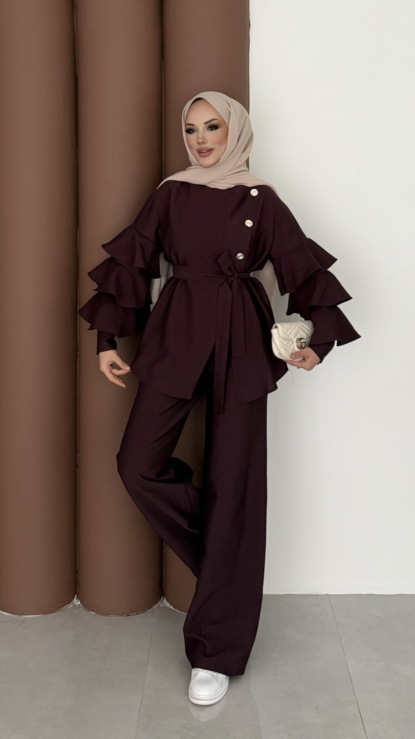 img_0813.jpeg Gold Kat Kat Cupra İkili Takım - Mürdüm - Görsel 1