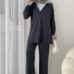 Twist Premium Çizgili İkili Takım - Antrasit