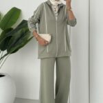 Şeritli Oysh İkili Takım - Haki