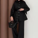 Bondi Vatkalı Çıtçıtlı Scuba İkili Takım - Siyah