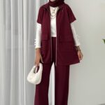 Oysh Muadil Yelekli İkili takım - Bordo