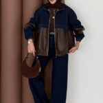 Qufy Pinterest Denim Bomber İkili Takım - Koyu Mavi