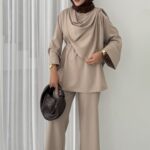 Premium Şal Yaka İkili Takım - Bej