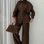 Mona Cupra Çıtçıtlı İkili Takım - Kahverengi