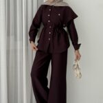 Mona Cupra Çıtçıtlı İkili Takım - Bordo