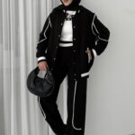 Collej Bomber Şeritli İkili Takım - Siyah