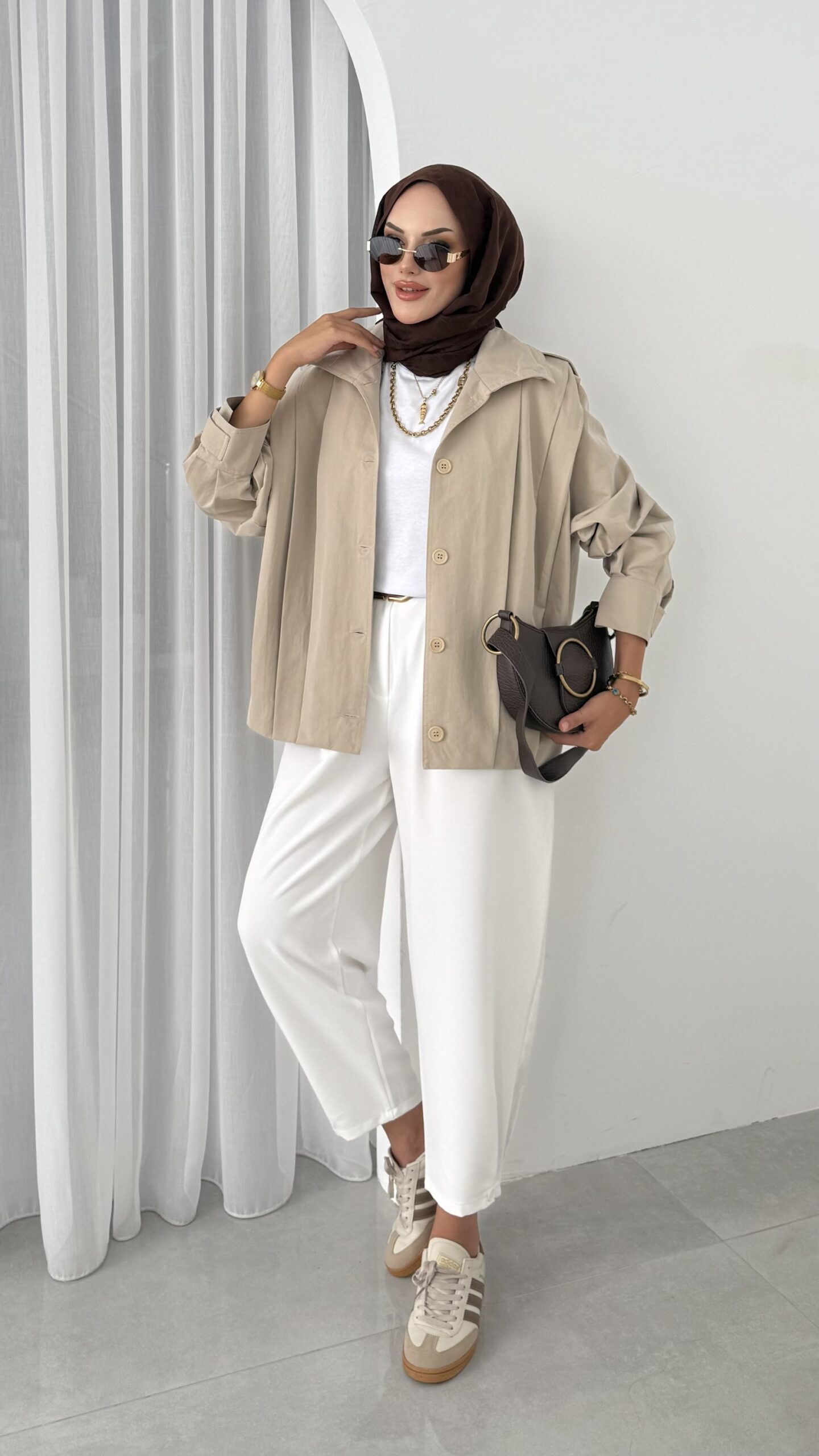 img_2115.jpeg Zra Marka Muadili Bomber Trençkot - Bej - Görsel 1