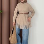 Autumn Süet Fırfırlı Tunik - Bej