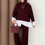 Gömlek Detaylı Oysh Takım - Bordo