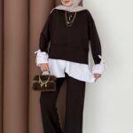 Gömlek Detaylı Oysh Takım - Kahverengi