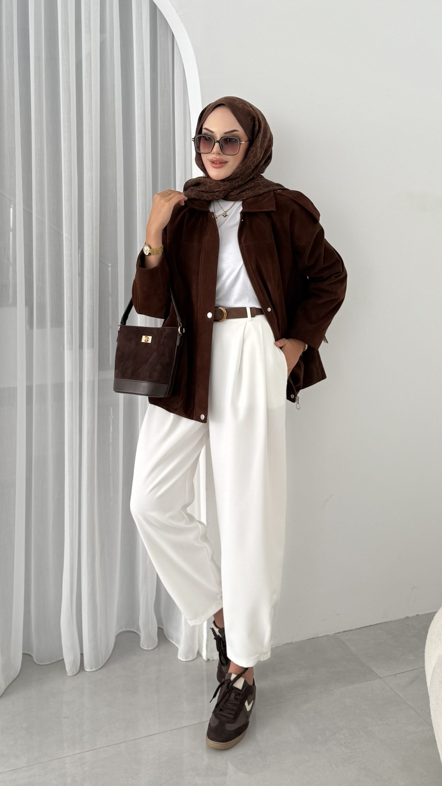 img_4017.jpeg Zra Muadil Süet Bomber Ceket - Acı Kahve - Görsel 1