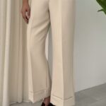 Zra Marka Muadili Kemerli Kıvrık Paça Pantolon - Bej