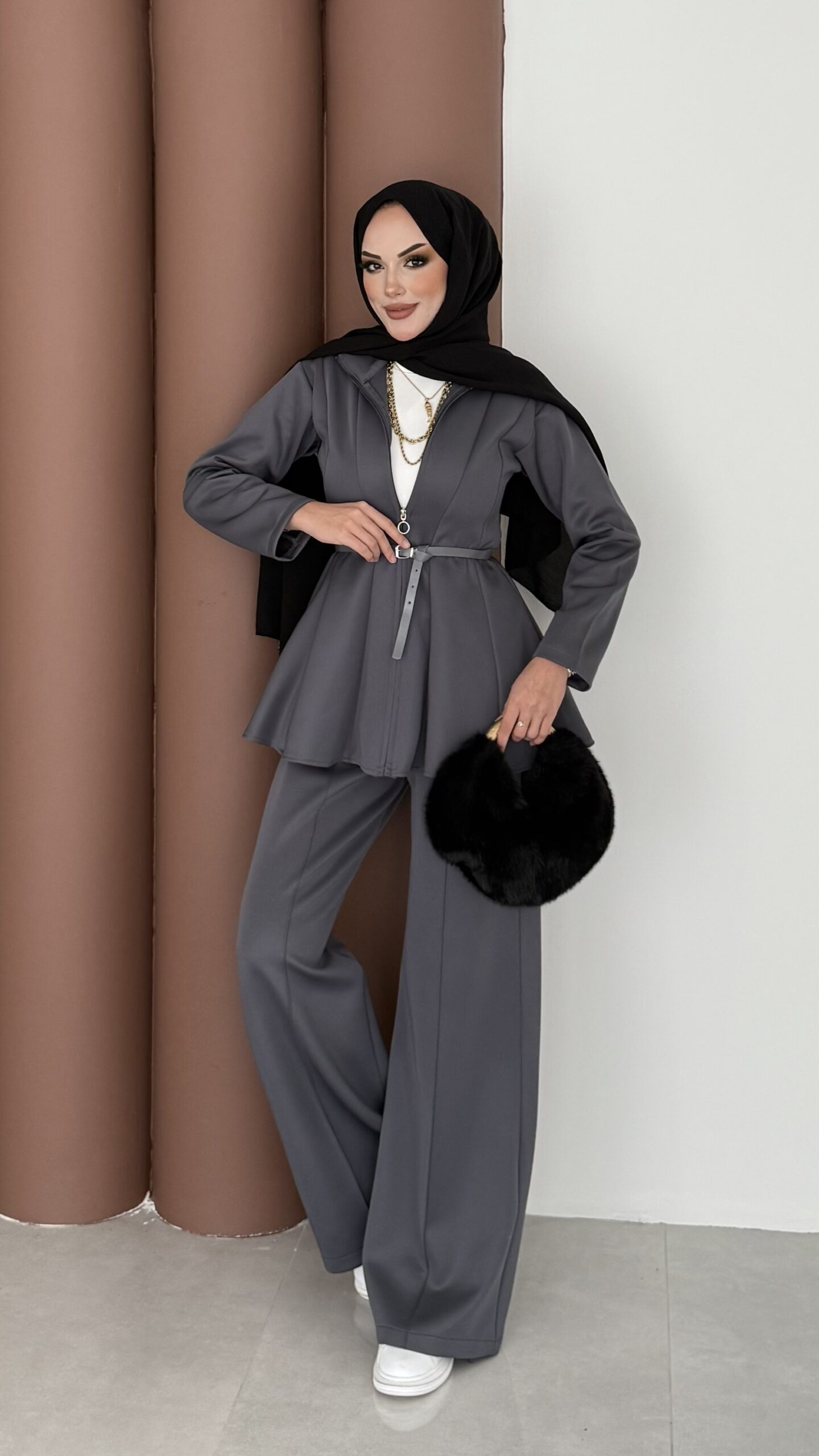 img_4705.jpeg Elinnor Puf Scuba İkili Takım - Antrasit - Görsel 1