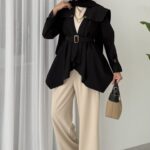 Maxi Tasarım Kemerli Trençkot - Siyah