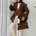 Maxi Tasarım Kemerli Trençkot - Kahverengi