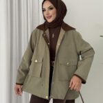 Stradi Muadil Kadife Yaka Ceket - Haki