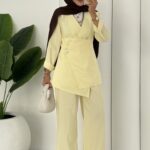 Fashion Premium Taşlı İkli Takım - Sarı