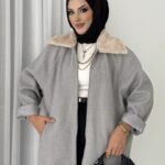 Muadil Kürk Yaka Kaşe Ceket - Gri