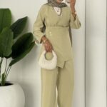 Fashion Premium Taşlı İkli Takım - YağYeşil