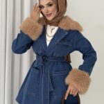 Luxury Kürklü Denim İkili Takım - Açık Mavi