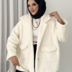 Marka Muadili Premium Kürk Ceket - Beyaz