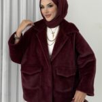 Marka Muadili Premium Kürk Ceket - Bordo