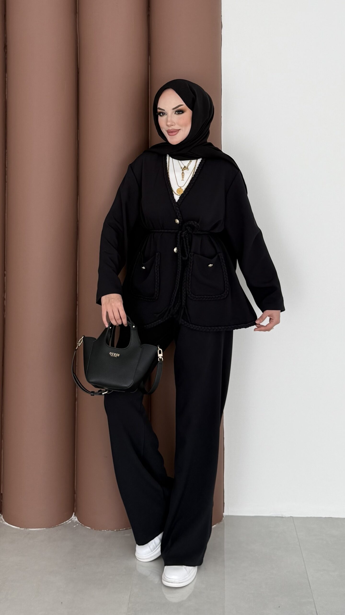 img_6725.jpeg BuQlet Örgü Kemerli İkili Takım - Siyah - Görsel 1