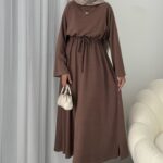 Muadil Oysh Elbise - Kahverengi