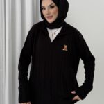 Muadil Ayıcık Nakışlı Triko İkli Takım - Siyah