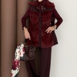 Paris Scuba Kürklü Yelek İkili Takım - Bordo