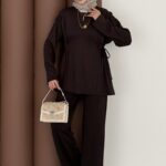 Yandan Bağlamalı Oysh İkili Takım - Kahverengi