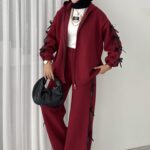 Casual Şardonlu İkili Takım - Bordo