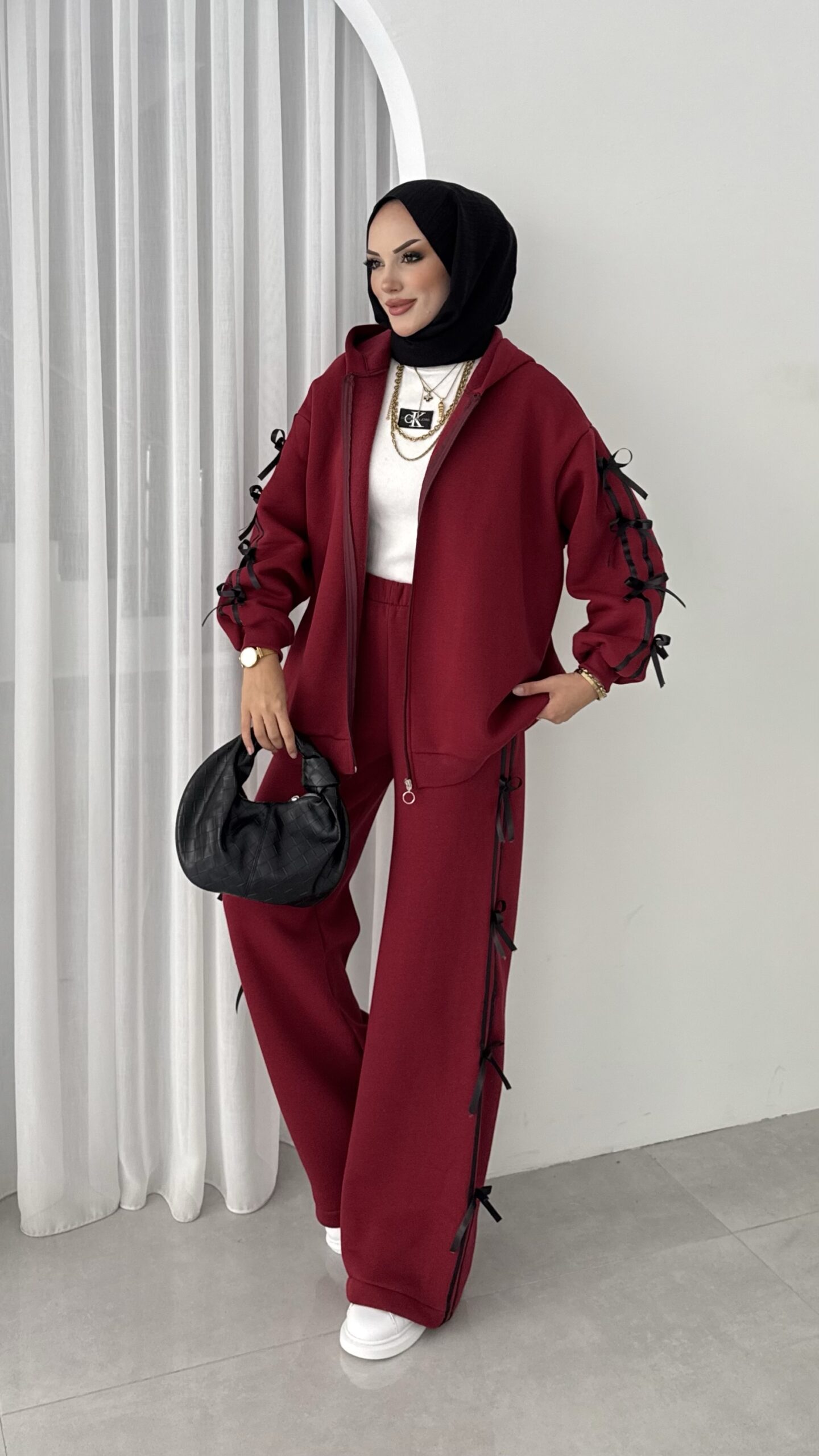 img_8255-1.jpeg Casual Şardonlu İkili Takım - Bordo - Görsel 1