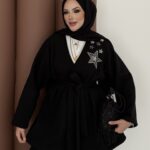 Yıldız Nakışlı Şardonlu İkili Takım - Siyah