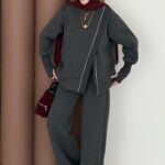 Muadil Asimetrik Fermuarlı İkili Takım - Antrasit