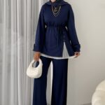 Premium Oysh Düğmeli İkili Takım - Lacivert