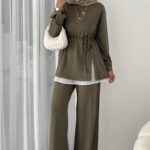 Premium Oysh Düğmeli İkili Takım - Haki