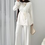 Premium Oysh Düğmeli İkili Takım - Beyaz