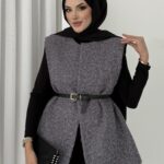 Premium Kılçıklı Kaşe Kemerli Yelek - Antrasit