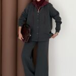 Snow Trenç Kapşonlu Şardonlu İkili Takım - Antrasit