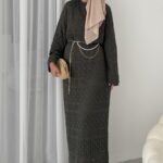 Marka Muadil Kemerli Ajurlu Elbise - Haki