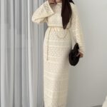 Marka Muadil Kemerli Ajurlu Elbise - Bej