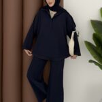 Tesla Saten Garnili İkili Takım - Lacivert