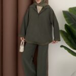 Tesla Saten Garnili İkili Takım - Haki