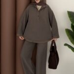 Tesla Saten Garnili İkili Takım - Toprak